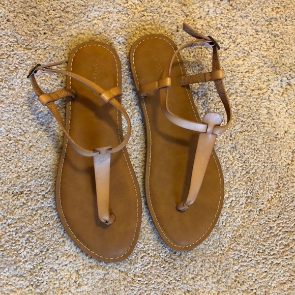 Nude T-Strap Sandals NWOT - Picture 2 of 4